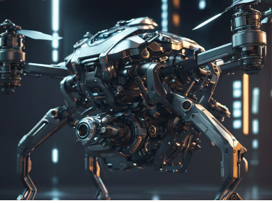 Close-up of custom-built drone hardware